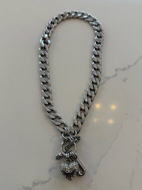 Juicy Couture | Y2K Silver Chain Necklace with Crystal Heart